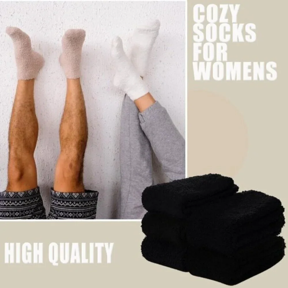 Ginmewrae Womens Fuzzy Slipper Socks Cozy Fluffy 6-Pack US 5-10